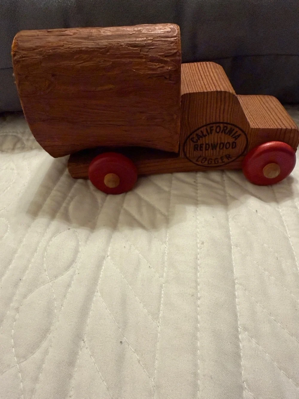 Wooden Toy Truck California Redwood Logger Vintage Collectible